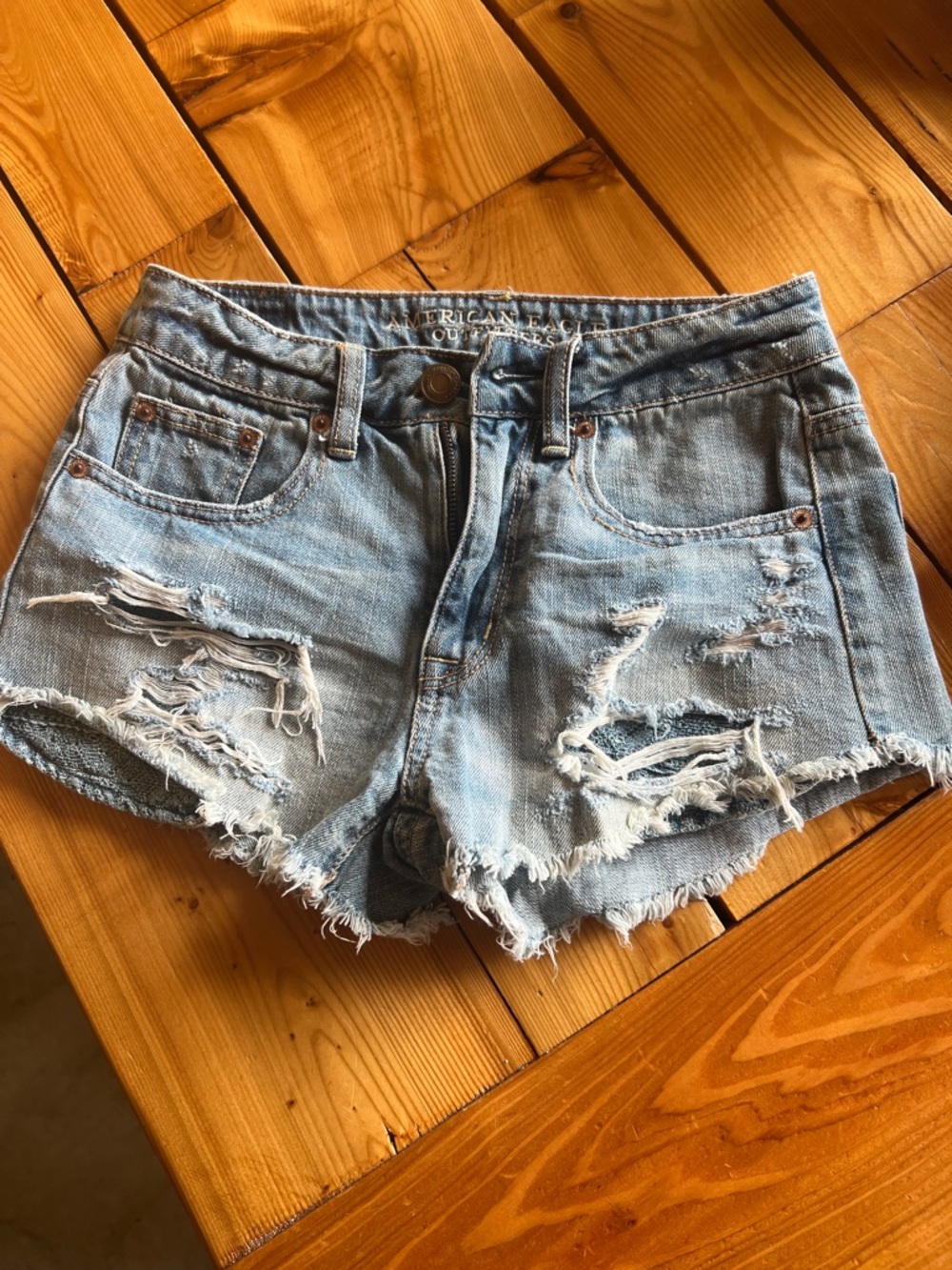 American Eagle Outfitters Light Wash Distressed Denim Cutoff Shorts